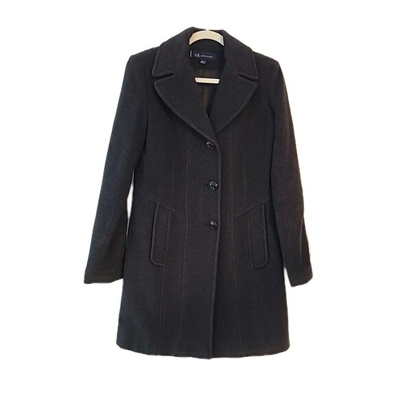 Anne Klein Knee Length Charcoal Gray Wool Winter Overcoat Size S - Picture 2 of 7